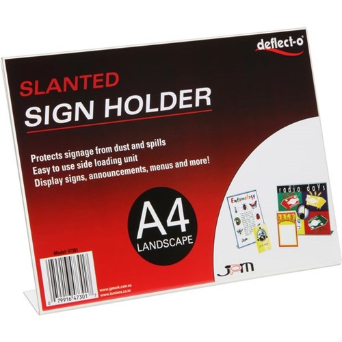Deflecto Slanted Sign Holder A4 Landscape 47301