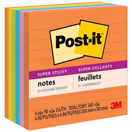 Post-it® Notes 675-6SSUC Lined 101x101mm Energy, Pack of 6