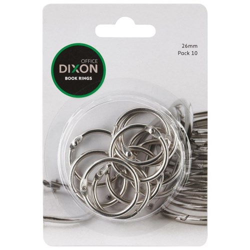 Dixon Book Rings 26mm Silver, Pack of 10