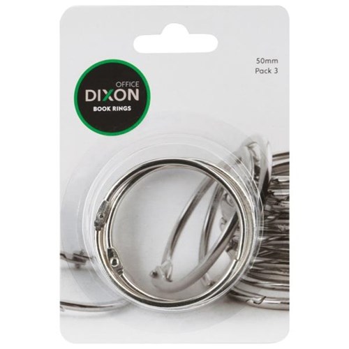 Dixon Book Rings 50mm Silver, Pack of 3