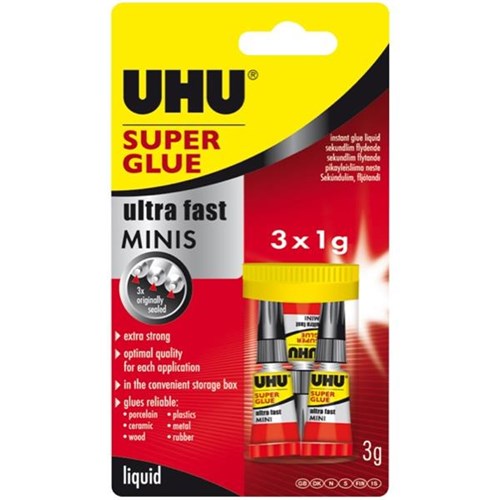 UHU Minis Super Glue 1ml, Pack of 3