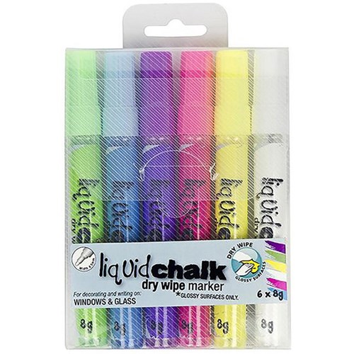 Texta Liquid Chalk Dry Wipe Window Markers 4.5mm Bullet Tip, Pack of 6