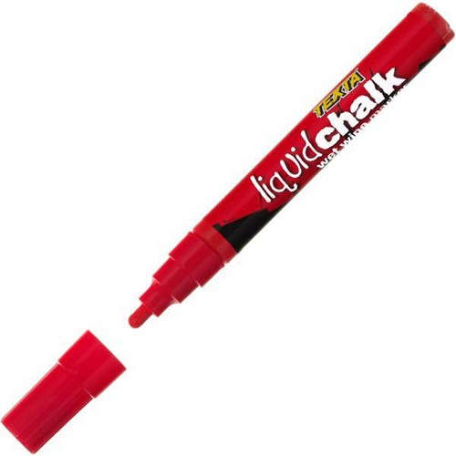 Texta Liquid Chalk Wet Wipe Window Marker 4.5mm Bullet Tip Red