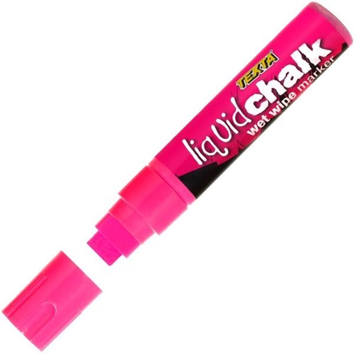 Texta Liquid Chalk Wet Wipe Window Marker 15mm Chisel Tip Pink