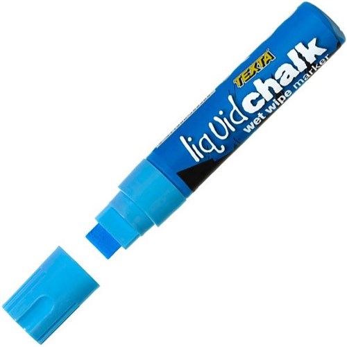 Texta Liquid Chalk Wet Wipe Window Marker 15mm Chisel Tip Blue