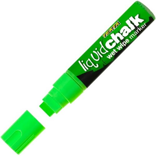 Texta Liquid Chalk Wet Wipe Window Marker 15mm Chisel Tip Green