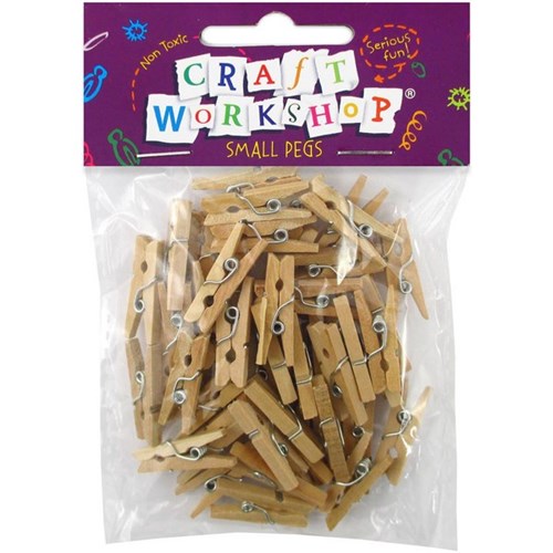 Craft Workshop Pegs Natural Small, Pack of 50