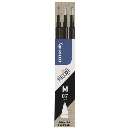 Pilot Frixion Black Rollerball Pen Refill 0.7mm Fine Tip, Pack of 3