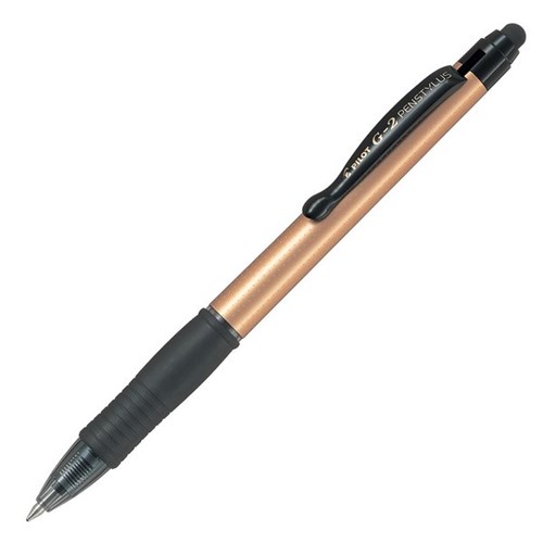 Pilot G2 Stylus Gold Barrel Retractable Gel Ink Rollerball Pen 0.7mm Fine Tip