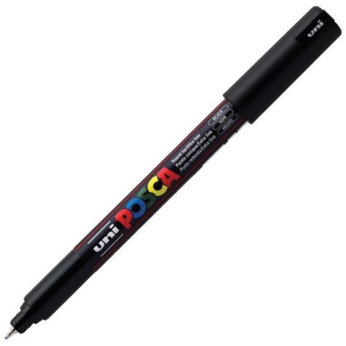uni Posca Black Paint Marker Pen Bullet Ultra Fine PC1MRBK OfficeMax NZ