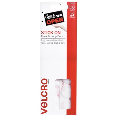 VELCRO® Brand Dots Hook & Loop Fasteners 22mm, Pack of 12