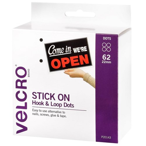 VELCRO® Brand  Hook & Loop Dots Fasteners 22mm, Box of 62