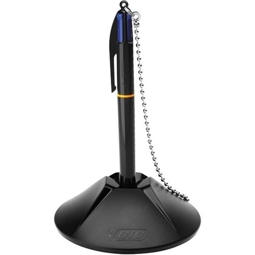 BIC Blue 4 Ink Ballpoint Pen With Desk Holder And Chain OfficeMax NZ