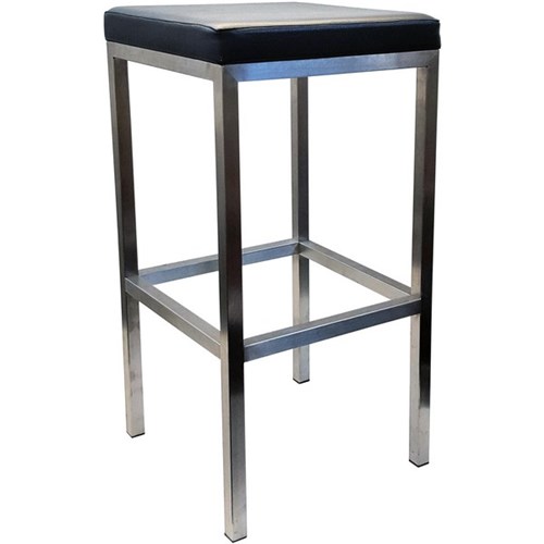 Rubik Bar Stool Black Vinyl/Silver Frame