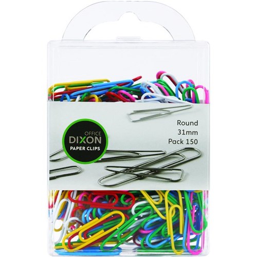 Dixon Paper Clips Round 31mm Coloured, Pack of 150