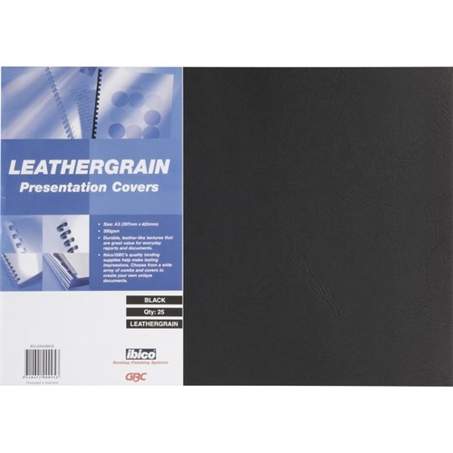 GBC Binding Covers A3 Leathergrain Black, Pack of 25