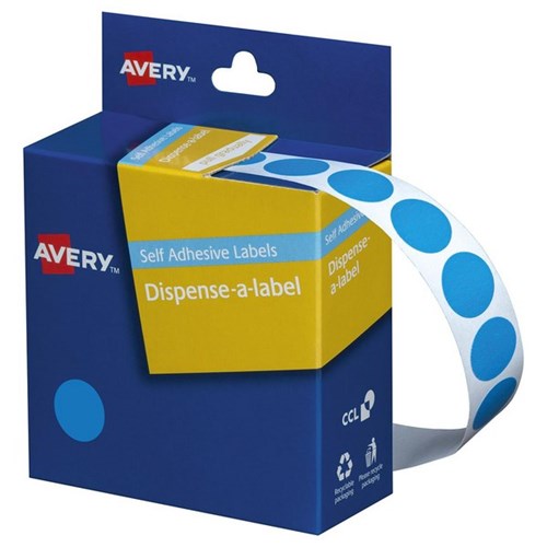 Avery Dot Dispenser Labels DMC14LB 14mm Light Blue, Box of 1050