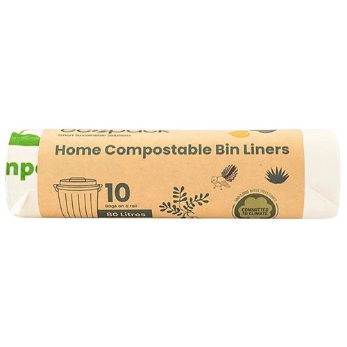 Ecopack Compostable Rubbish Bag 80L, Roll of 10 OfficeMax NZ