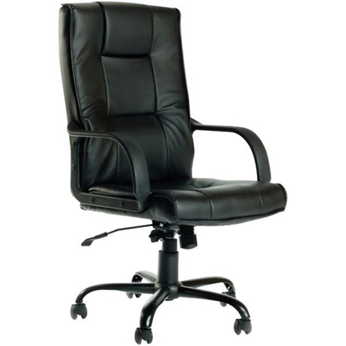 Falcon Executive Chair High Back With Arms PU Black/Black OfficeMax NZ