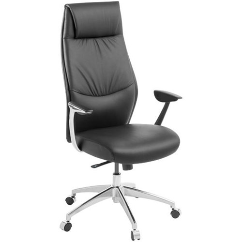 Domain Executive Chair High Back With Arms Black Leather