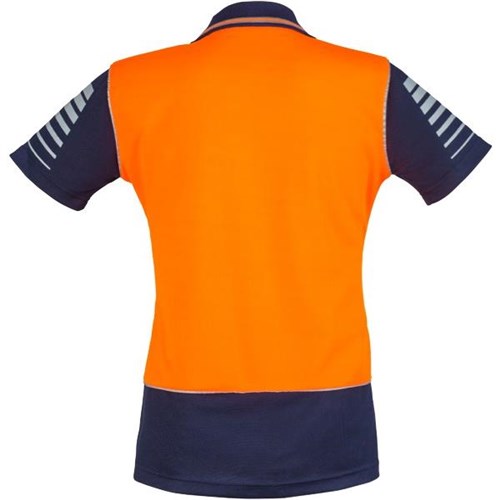 Syzmik Women's Hi Viz Zone Polo Shirt Size 22 Orange/Navy
