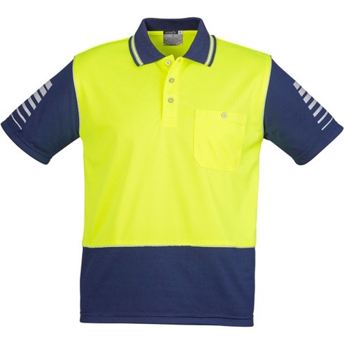 Syzmik Hi Viz Zone Polo Shirt 2XL Yellow/Navy