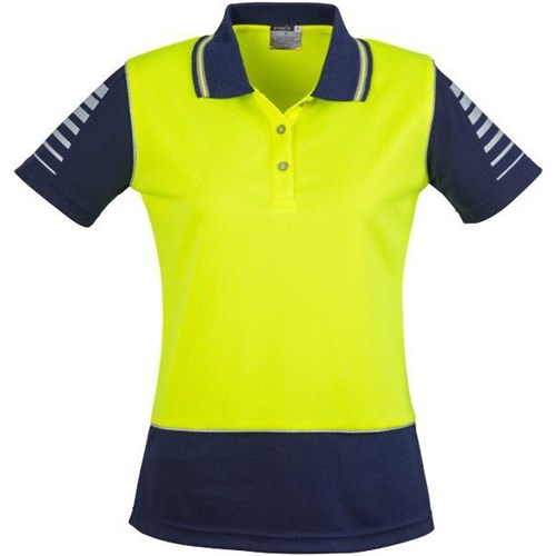 Syzmik Women's Hi Viz Zone Polo Shirt Size 24 Yellow/Navy