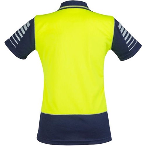 Syzmik Women's Hi Viz Zone Polo Shirt Size 24 Yellow/Navy