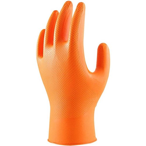 Grippaz Nitrile Gloves Medium Orange, Pack of 50