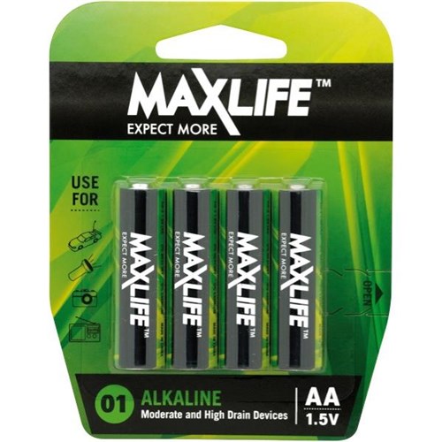 Maxlife AA Alkaline Batteries, Pack of 4