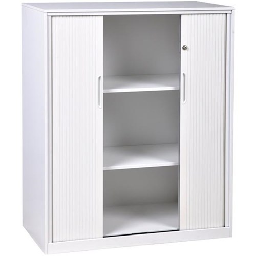 Proceed 3 Tier Tambour Filing Cabinet With PVC Doors White 900mm