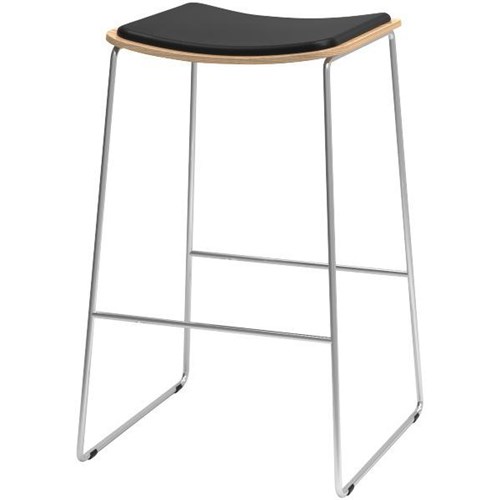Skala Kitchen Stool Natural Ply/Black Vinyl/Chrome