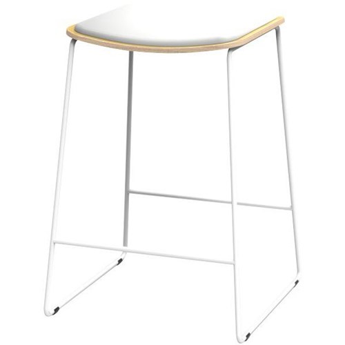 Skala Kitchen Stool Natural Ply/White Vinyl/White