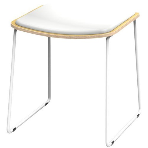 Skala Low Stool Natural Ply/White Vinyl/White