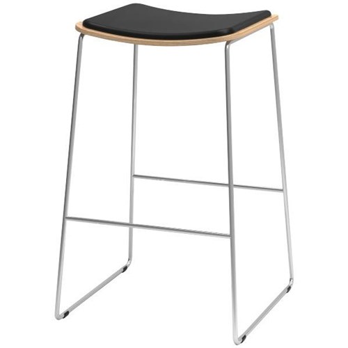 Skala Bar Stool Natural Ply/Black Vinyl/Chrome
