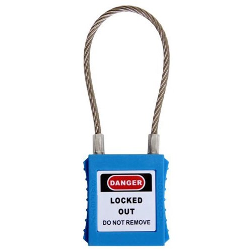 Steel Cable Padlock ABS Body Blue