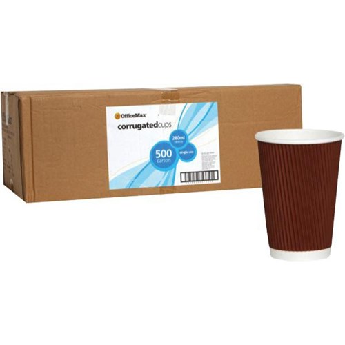 OfficeMax Hot Paper Cups Corrugated 280ml, Carton of 500