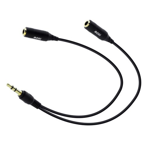 Moki 3.5mm Headphone Splitter Cable 100mm Black