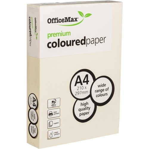 OfficeMax A4 80gsm Cosy Cream Premium Coloured Copy Paper, Pack of 500