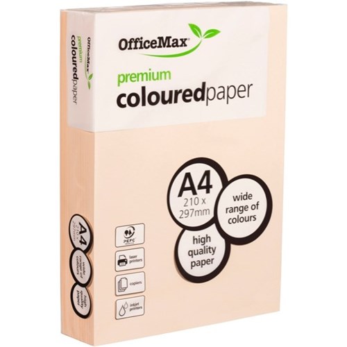 OfficeMax A4 80gsm Perfect Peach Premium Colour Copy Paper, Pack of 500