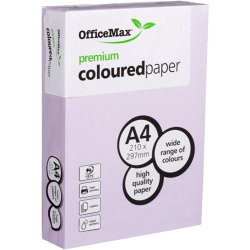 OfficeMax A4 80gsm Lovely Lavender Premium Colour Copy Paper, Pack of