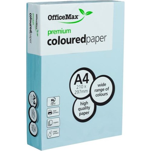 OfficeMax A4 80gsm Blissful Blue Premium Colour Copy Paper, Pack of 500 OfficeMax NZ