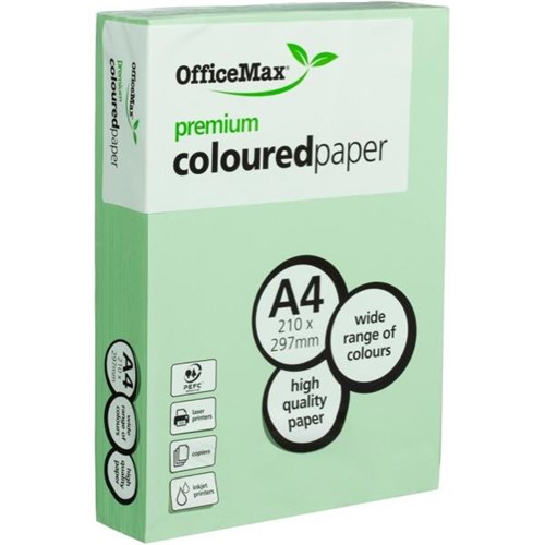 OfficeMax A4 80gsm Graceful Green Premium Colour Copy Paper, Pack of 500