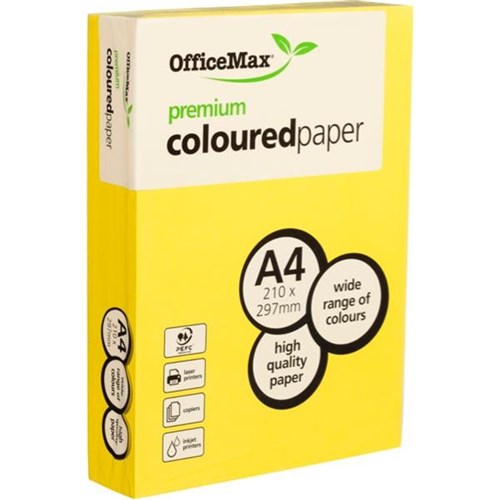 OfficeMax A4 80gsm Yummy Yellow Premium Colour Copy Paper, Pack of 500