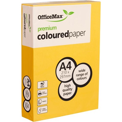 OfficeMax A4 80gsm Glamorous Gold Premium Coloured Copy Paper, Pack of 500