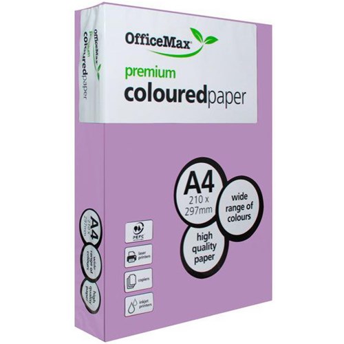 OfficeMax A4 80gsm Powerful Purple Premium Coloured Copy Paper, Pack of 500