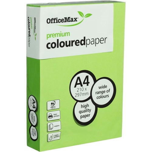 OfficeMax A4 80gsm Lively Lime Premium Coloured Copy Paper, Pack of 500