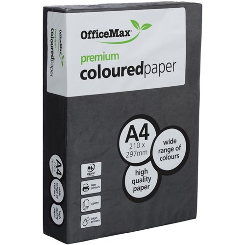 OfficeMax A4 80gsm Beady Black Premium Coloured Copy Paper, Pack of 500