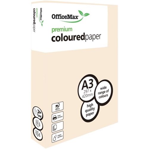 OfficeMax A3 80gsm Cosy Cream Premium Colour Copy Paper, Pack of 500