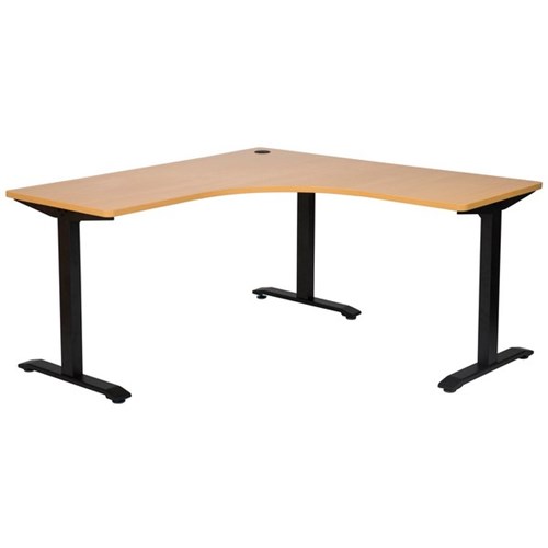 Emerge Single User Workstation 1500x1500x600mm Beech/Black